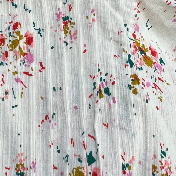 Vintage Floral Midi Sundress with Dolman Sleeves, Pleated, Slit Pockets - Picture 4 of 5